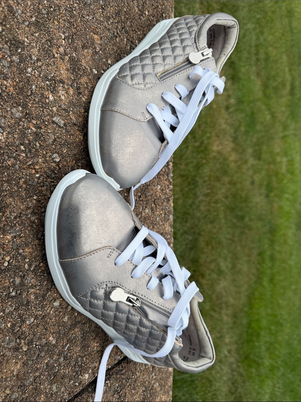 Munro Silver Quilted Leather Sneakers